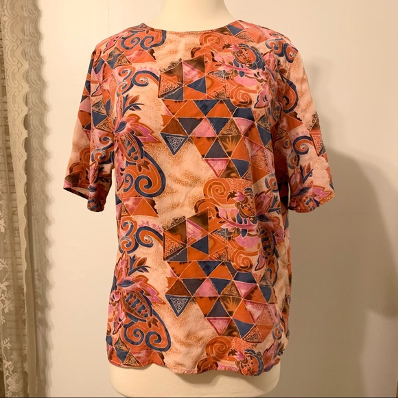 Vintage‎ Tess Blouse Medium Short Sleeve - Picture 1 of 9